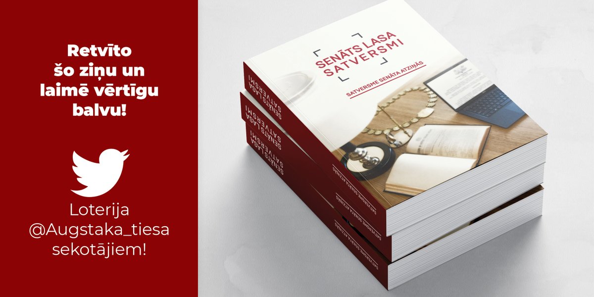 Atzīmējot <a href="/Augstaka_tiesa/">Augstākā tiesa | Senāts</a> 2.gadu #Twitter, 18.jūlijā LOTERIJA – izlozēsim grāmatu “Senāts lasa Satversmi”! To dāvināsim 3 mūsu sekotājiem, kas retvītos šo ziņu. Esi <a href="/Augstaka_tiesa/">Augstākā tiesa | Senāts</a> sekotājs, retvīto un piedalies izlozē! Rezultāti pirmdien pēcpusdienā.