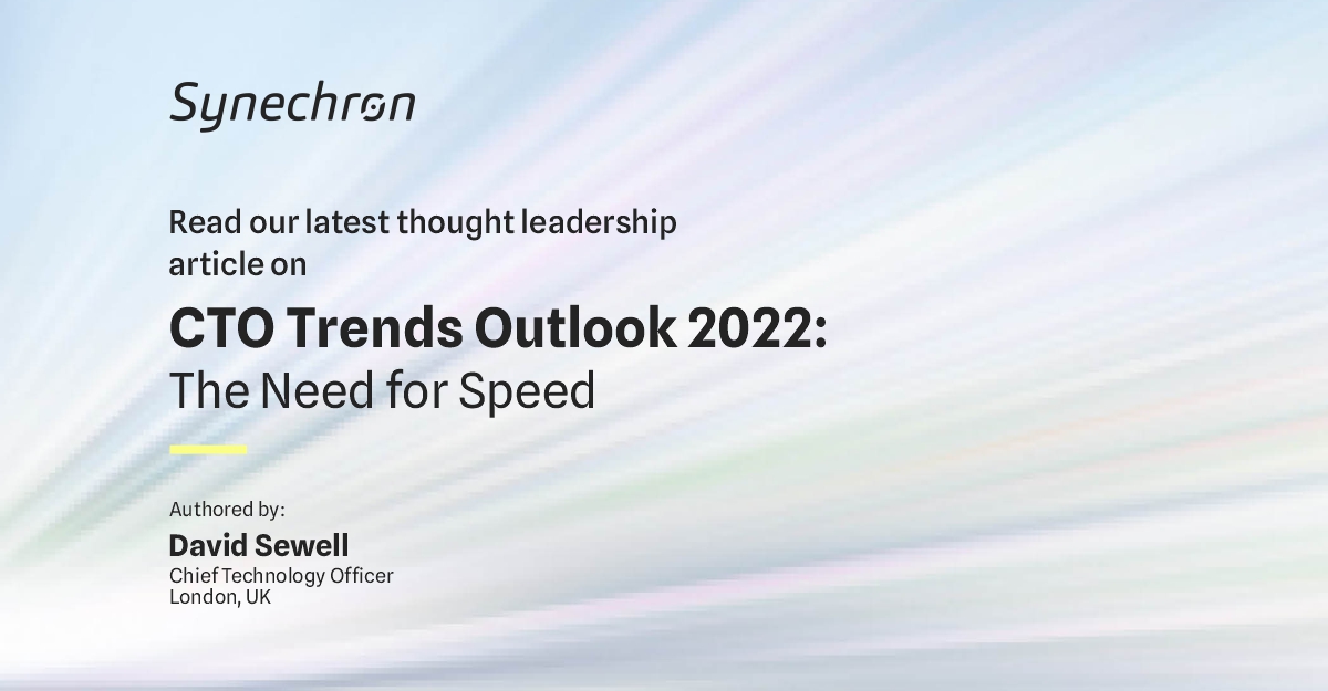 Synechron's tweet photo. What has become the top priority for #BFSI firms as they progress their #digitaltransformation journey? Hint: The ‘need for speed’ goes way beyond movie theaters. Learn more from #Synechron’s David Sewell in his #CTO Trends Outlook 2022 report: https://t.co/wqFuk7O6uk https://t.co/RwoAiN2KQp