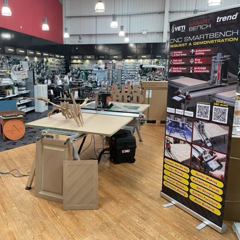 TrendToolTech's tweet photo. The Yeti Trend CNC SmartBench is ready and set up at the @AxminsterTools, Warrington store. Come and meet Trend's CNC expert, John Tigg and see live demonstrations of this innovative machine today!
Find out more about the #CNCSmartbench roadshow here ๐ https://t.co/W9655etkfa https://t.co/skDGiMq0Yg