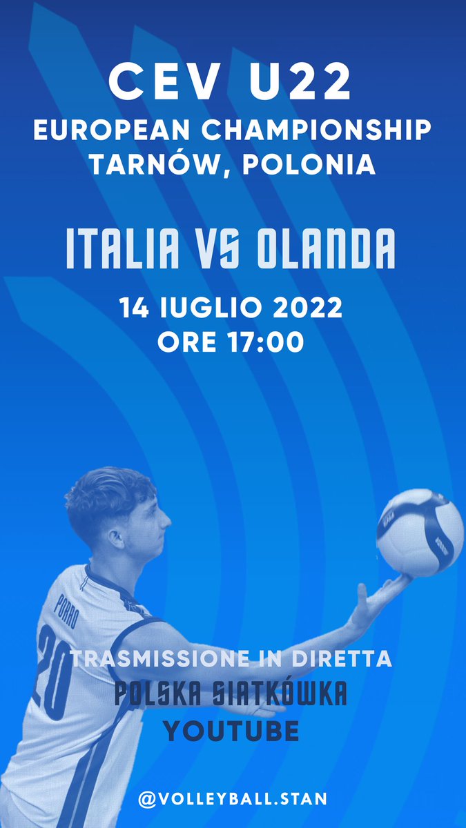 The Italian U18 and U22 teams are both aiming to finish the pool phase of their respective tournaments without a loss. The U18 team will face Poland 🇵🇱 while the U22 team will face Netherlands 🇳🇱.

FORZA ITALIA! 🇮🇹💙

#EuroVolleyU18M
#EuroVolleyU22M