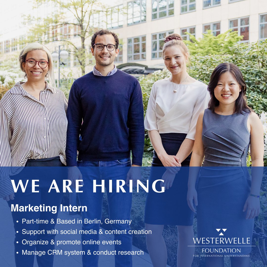 We're looking for a part-time Marketing Intern to join us in supporting entrepreneurs in Africa, Asia, and Latin America. The best part of the job is working with this awesome, young, and impact-driven team in Berlin. Who would be interested in this?
career.qpage.one/westerwelle-fo…