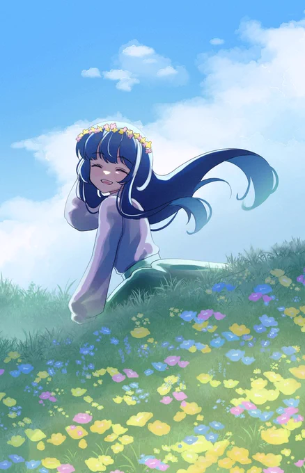 88日目花畑#100日チャレンジ#イラスト 