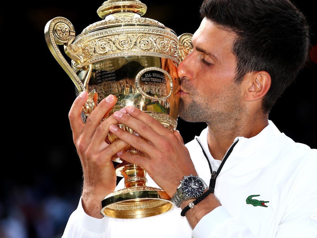 gigicat7_'s tweet photo. On this day in 2019, Novak Djokovic beat Roger Federer in an epic five-set Wimbledon final.

One of the greatest matches in tennis history from both sides 👏 https://t.co/VSpgseQ4x6