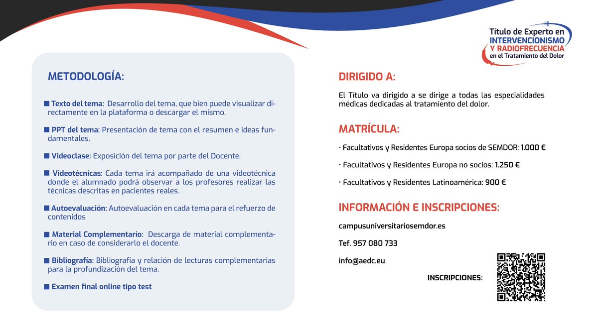 El curso experto universitario sobre intervencionismo en dolor que estabas esperando y es de SEMDOR