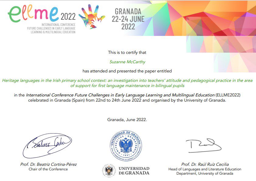 I was delighted to virtually attend and speak at the <a href="/ellme2022/">Ellme2022</a> International Conference “Future Challenges in Early Language Learning and Multilingual Education” #ELLME2022 last month. Lots of interesting speakers and talks ✨