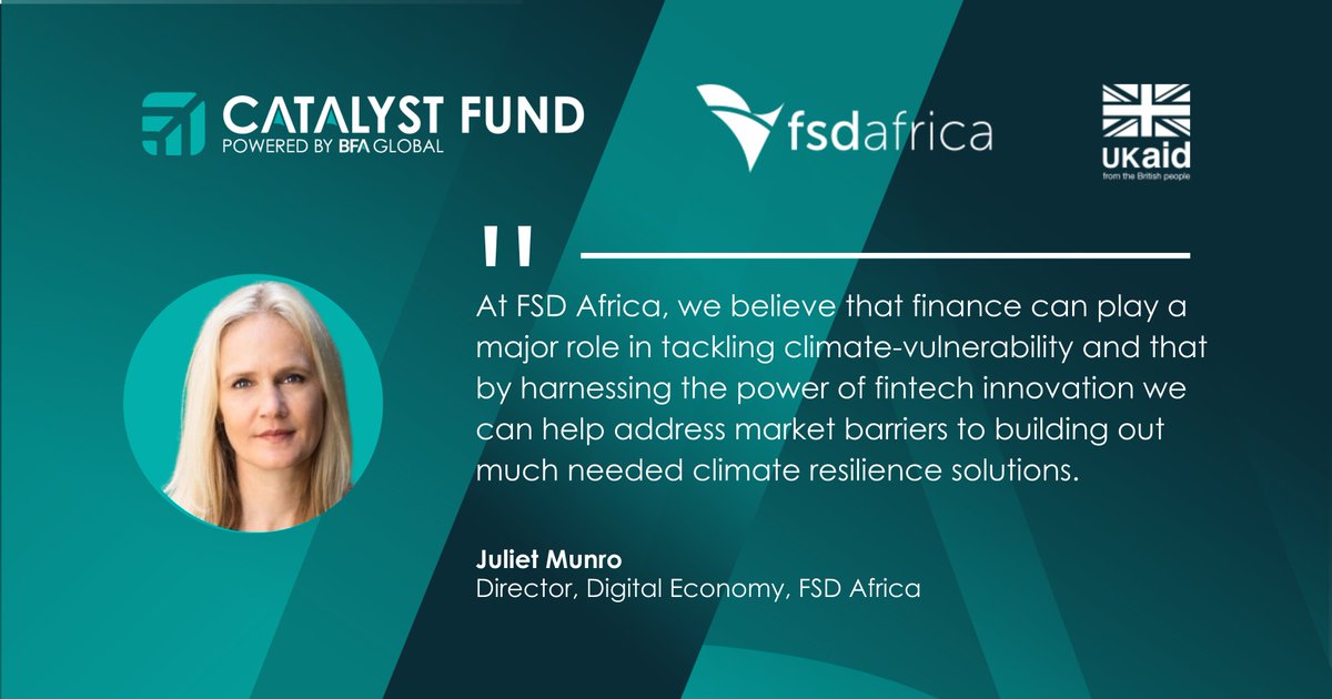 Our partnership with @FSDAfrica will spur innovation by  supporting entrepreneurs and helping to influence and expand the pool of investment in this space #F4R22

#climateresilience @fintech bfaglobal.com/catalyst-fund/…