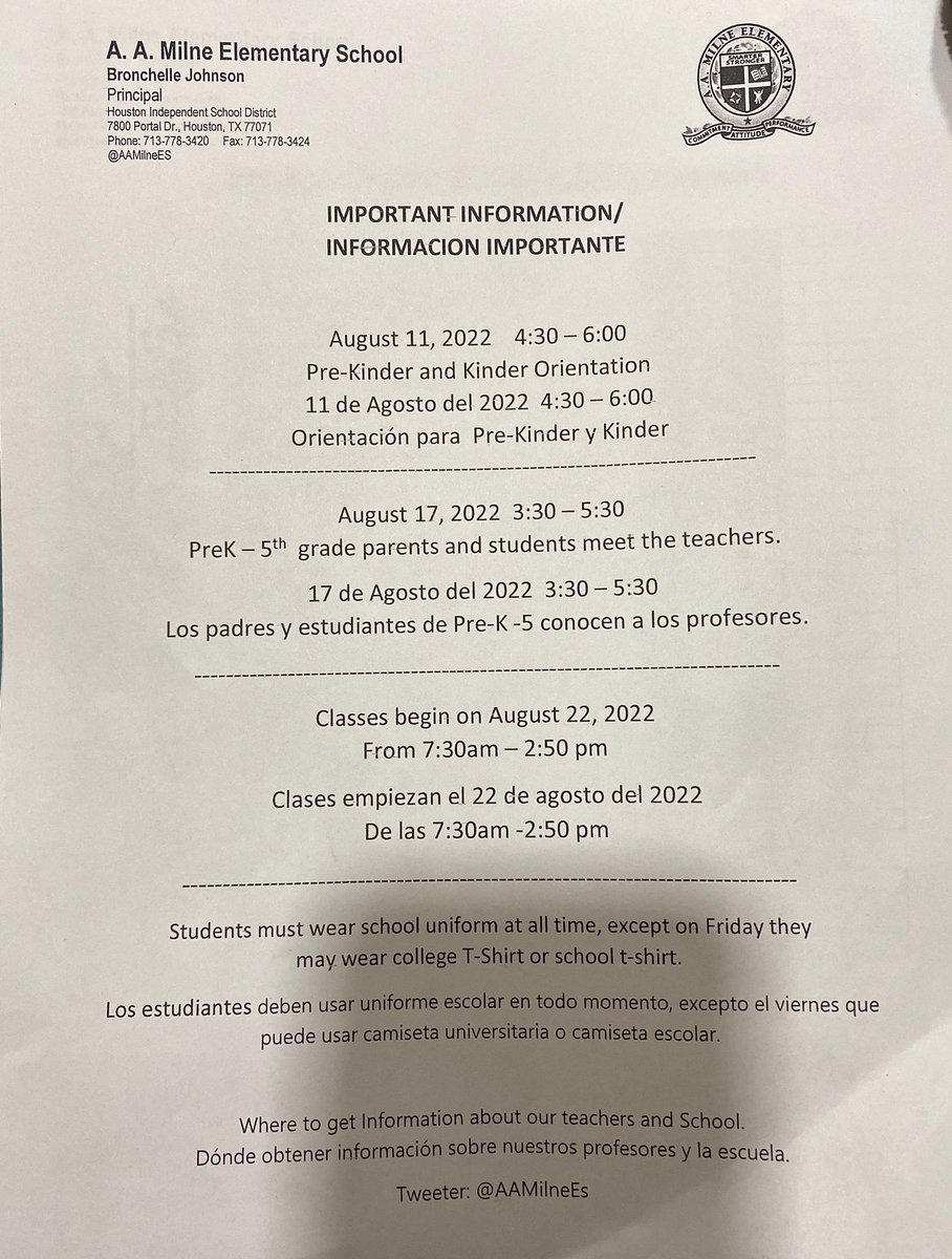 MonicaOregon's tweet photo. @AAMilneES  I hope this information helps! You can also get the information from outside the school!
Espero esta información les ayude también puede obtener la información están afuera de la escuela. https://t.co/P5y1trnhu8