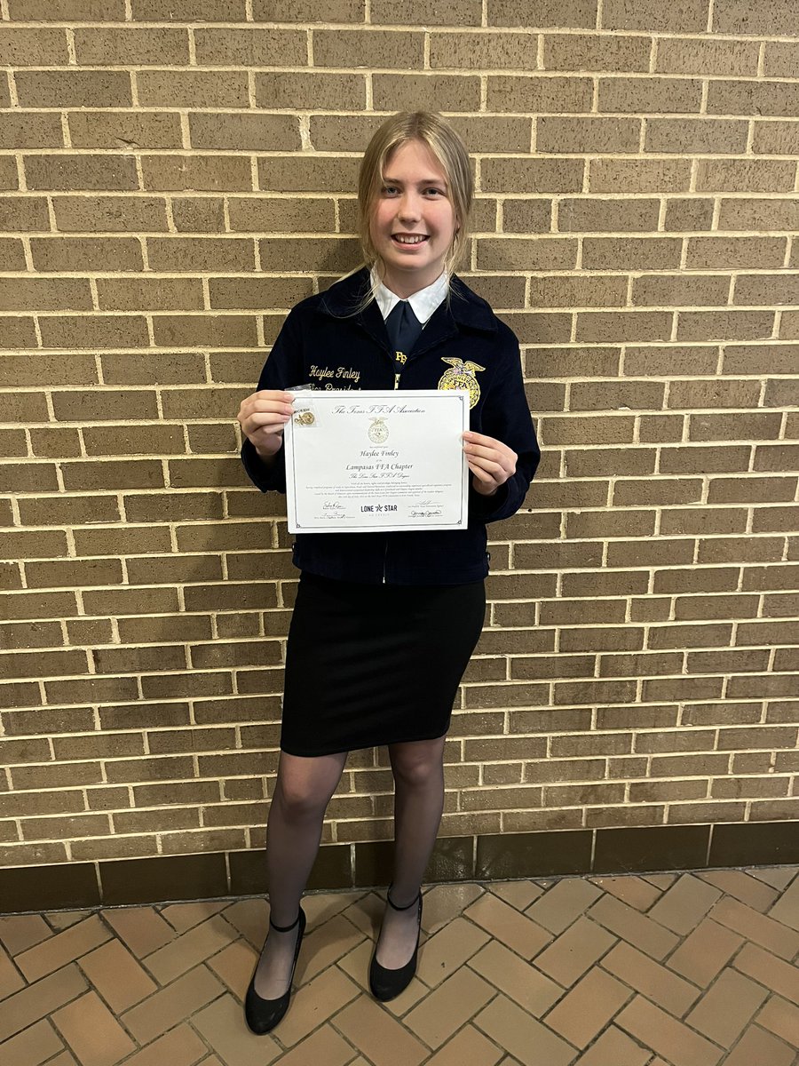 Congratulations to Lampasas FFA members Haylee Finley, Bella Daughtery, and Alyssa Foust (not pictured) who received their Lone Star Degrees at the Texas FFA Convention.