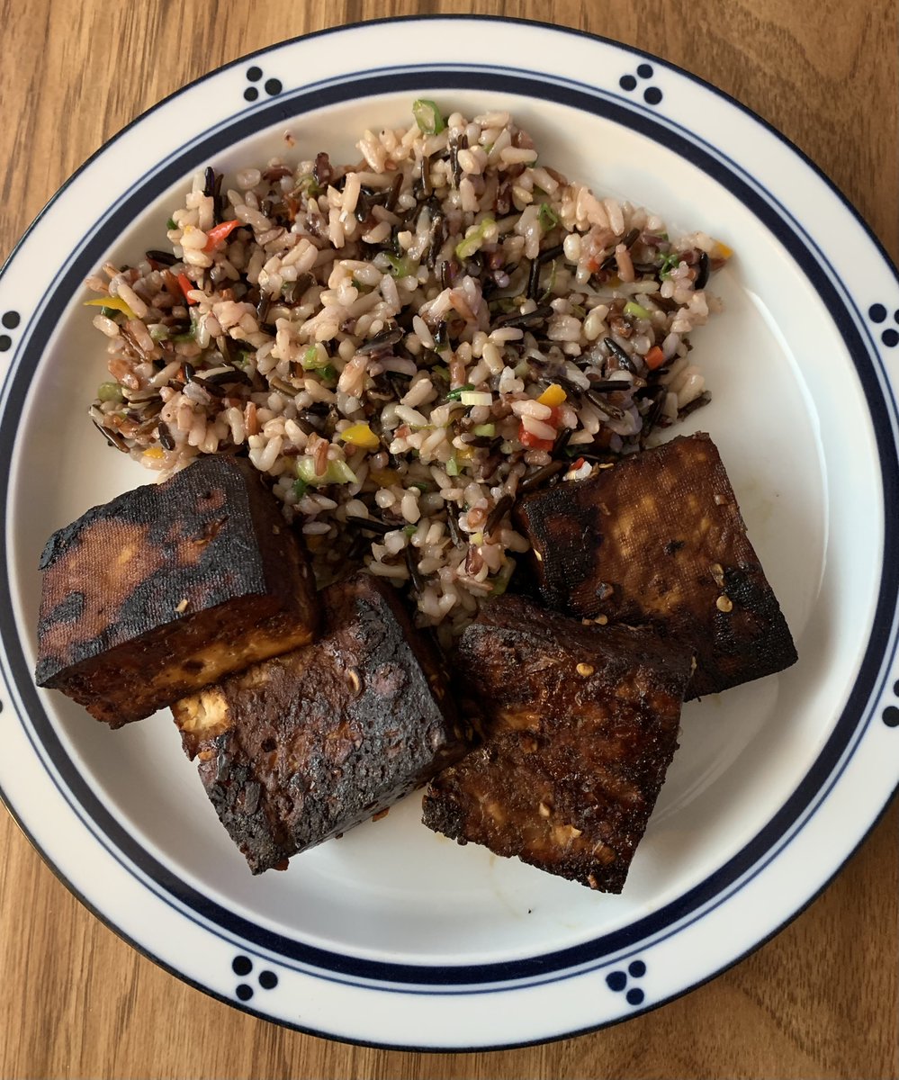 OboistaAlli's tweet photo. After decades of using towels and heavy cast-iron skillet to press tofu, I finally broke down and bought the @TofutureLtd tofu press. A game-changer! Dinner last night was @MollieKatzen's Grilled Marinated Tofu from #StillLifeWithMenu Yum! 1/2😋https://t.co/1gF8cMfBXG https://t.co/DU2b8mPOwj