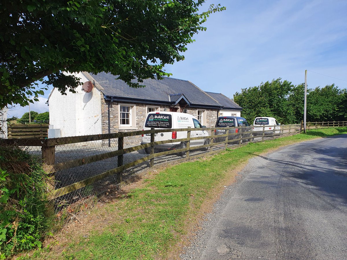 BUILDCERT2's tweet photo. Vans out in force today, stopped off at this Cottage to orep for Deep Retrofit on the way to: @BannowRShow @EnergiaEnergy @h2hretrofit @RetrofitIreland @cugreenerhomes https://t.co/zbNG3xzFou