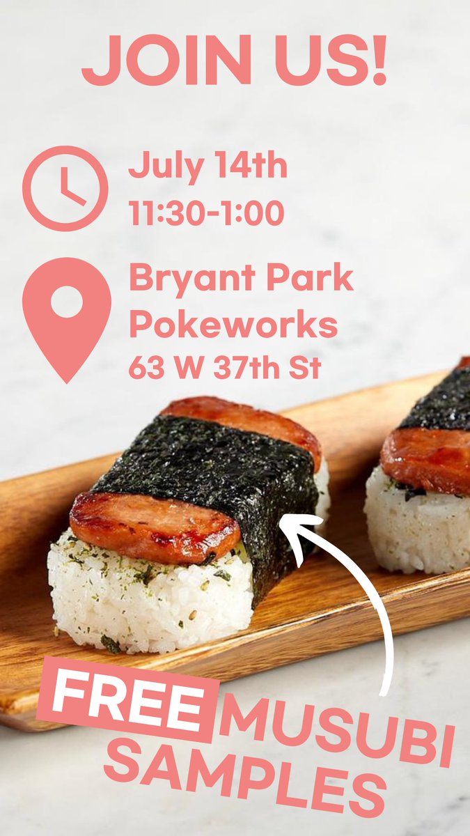 We’re sampling now at Bryant Park! Come by during your lunch break for some free musubi 🌱 #nyc #vegan