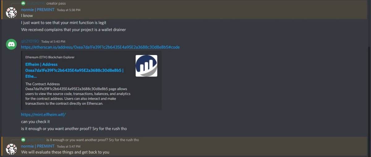 elf_heim's tweet image. News about Premint flagged : 
And SC : etherscan.io/address/0xea7d…