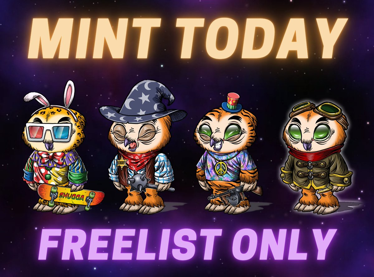 5thDimension_io's tweet photo. 🦉🎉 IT'S MINT DAY !!!!!!!! 🦉🎉

If you are on our #Freelist, hop on our website at 5:00 PM EST to mint your Owlie! 🙌

5D website: https://t.co/IXi0eSbz8M

If you were not able to get on our Freelist, you can try our public mint tomorrow 💪

#HOOTHOOT #mintday #NFTMint https://t.co/1JoddDwAzE