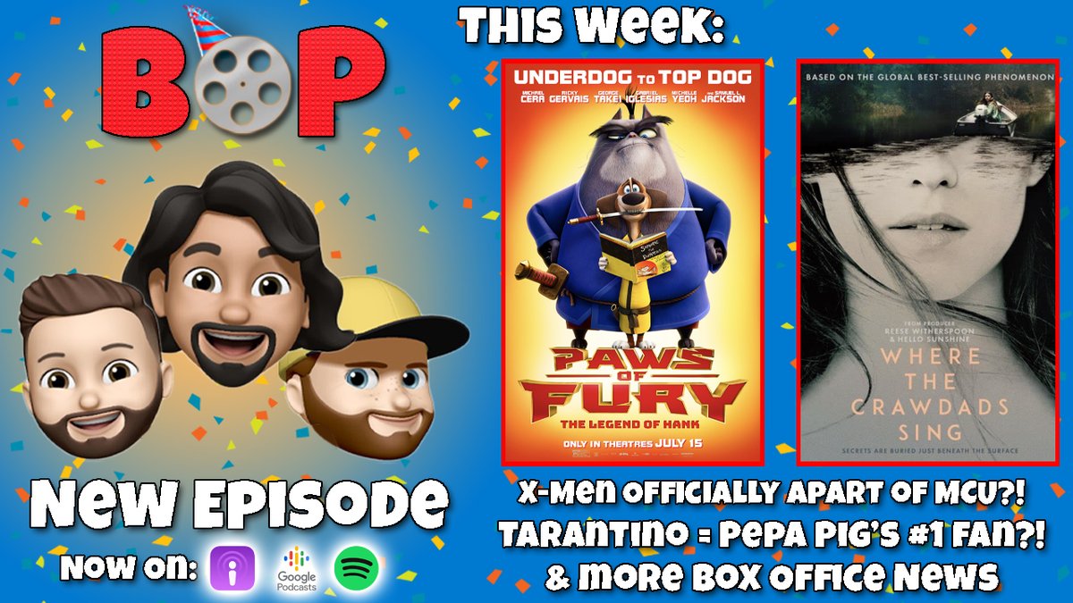 New Episode!

- New Releases: #PawsOfFury #WhereTheCrawdadsSing 
- #Mutants Finally Arrive in the #MCU
- #Tarantino loves #Pepa
- And much more!

linktr.ee/BoxOfficeParty