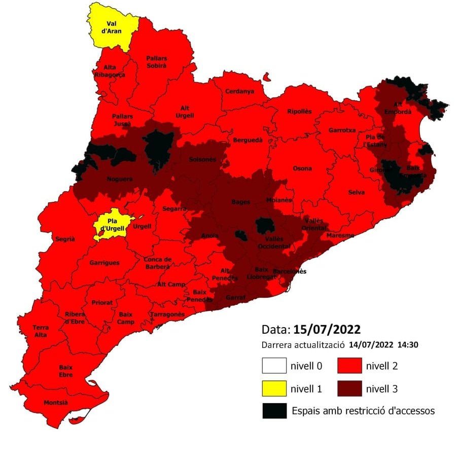 adf307ribes's tweet photo. Alfa 2 i 3 es prohibeix o es restringeixen activitats susceptibles de provocar incendis forestals: Encendre foc, d’activitats esportives, treballs forestals o agrícoles i  barbacoes, fins i tot, restringir l’accés als principals massissos muntanyosos

@santperederibes https://t.co/dpqCWinvRq