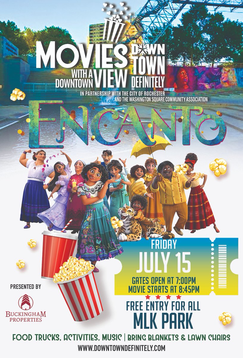 MetroPops's tweet photo. Excited for Movies With a Downtown View tomorrow night! Starts at 7pm in MLK Park. There will be food &amp; drinks available for purchase from @petitpoutinerie &amp; @Nenosft, free snacks, giveaways &amp; more! Encanto starts at 8:45pm. Details: https://t.co/Euc2G3AlxT #mwadv https://t.co/zhud5nSUNt