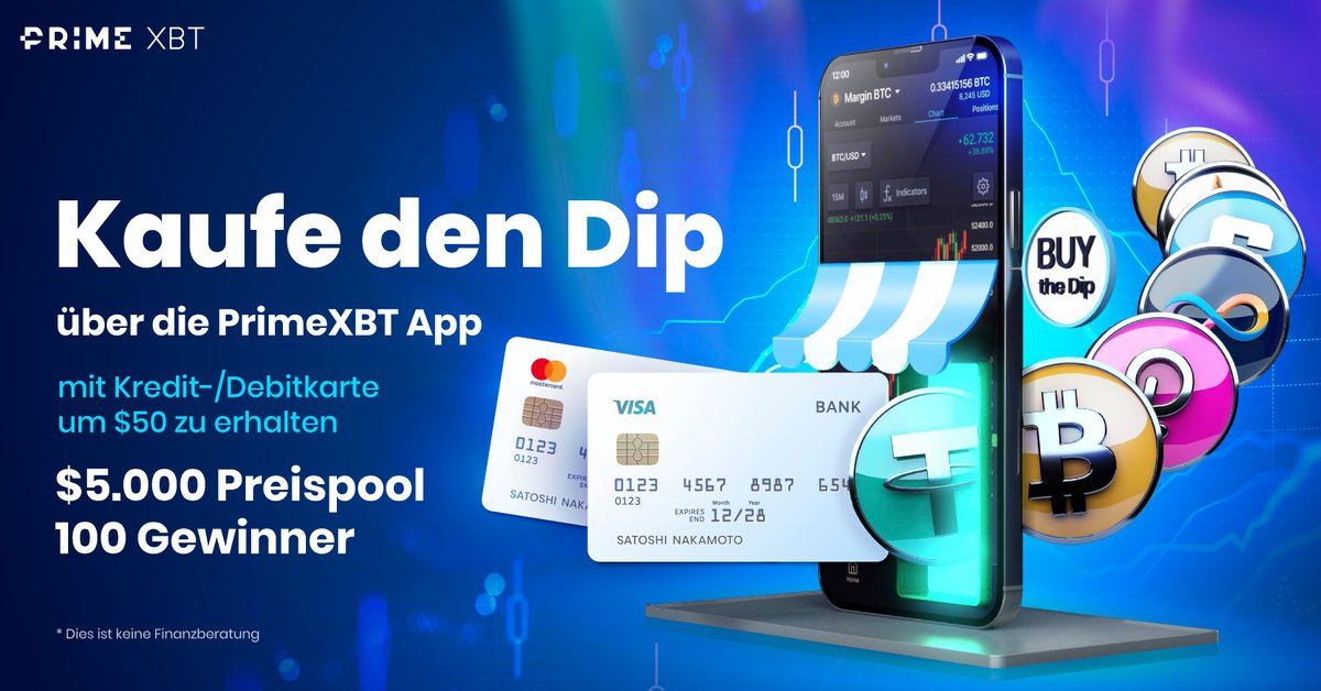 🔥 Krypto kaufen ist jetzt LIVE in der App

🤑 100 Trader, die mindestens $100 ihrer Lieblingskryptowährung kaufen, erhalten einen Anteil am Preispool von $5.000!

📲 Hier teilnehmen: eng.primexbt.com/3AJGqkG

📆 Endet am 31. Juli, 12PM UTC