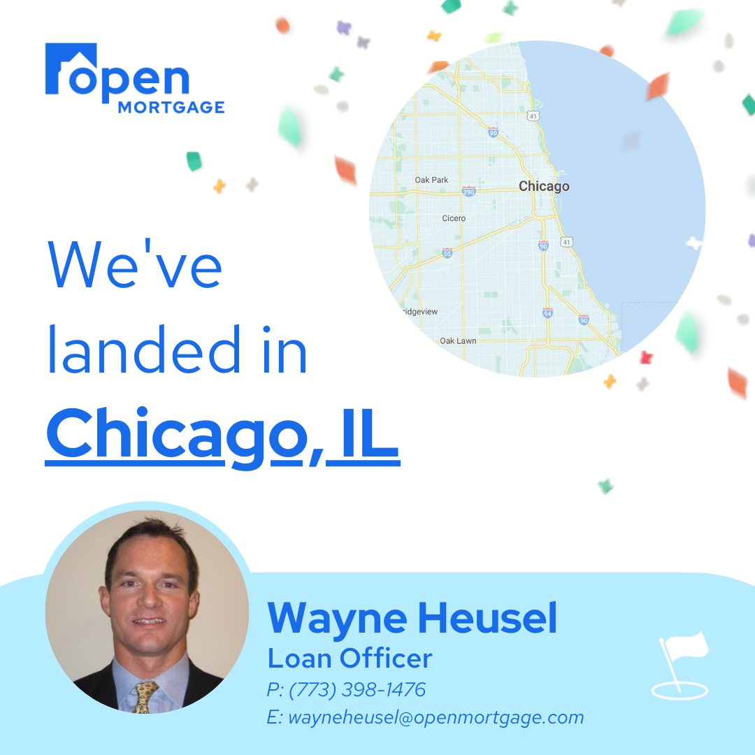 openmortgage's tweet photo. Join us as we celebrate our landing in the Windy City! 🏙💨 Wayne Heusel joins us out of Chicago as our first loan originator in the state of Illinois. #WhereBetterIsPossible https://t.co/LT7B05XFib