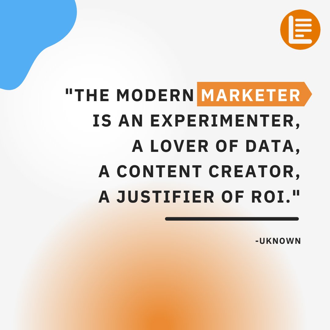 The modern marketer is:
An experimenter
A lover of Data
A content creator
A justifier of ROI

#listables #leadgenerationtool #cta #marketing #qualityleads #marketingtips #leadmagnet #marketingbusiness
