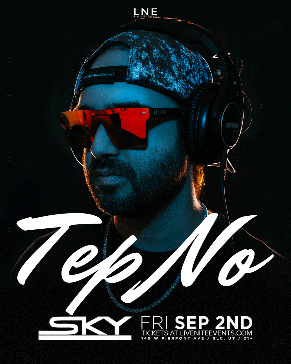 lnepresents's tweet photo. JUST ANNOUNCED!⚡ @TepNoMusic is touchin' down on the @SkyVenueSLC Rooftop 🌃 SEP 2ND!
Electronic artist Tep No is a Canadian singer, songwriter, musician, and record producer.
Don't miss it! 🎫 Tickets On Sale Now at https://t.co/jDVJtALKda
#TepNo #SKYSLC #LNE https://t.co/G9ZiuABaMA