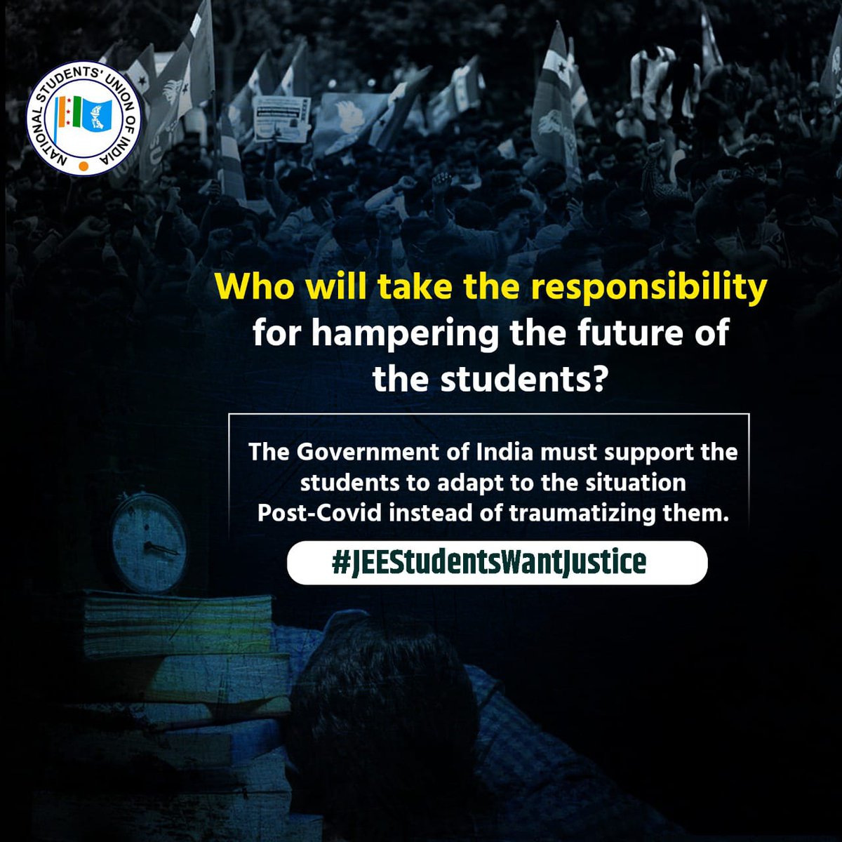 The govt.of india must support the students to adapt to the situation post -covid instead of traumatizing them. #JEEStudentWantJustice