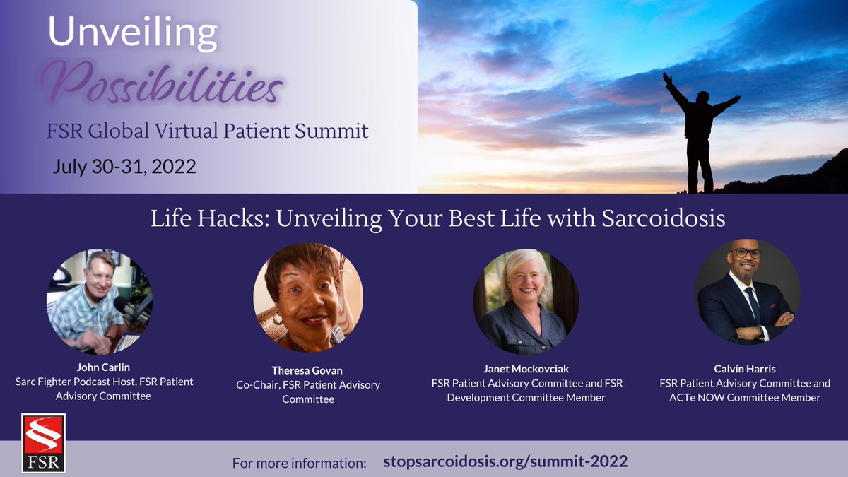 Looking for insights on how to manage #fatigue? Or tips on how to navigate the healthcare system?

Life Hacks: Unveiling Your Best Life with #Sarcoidosis at this year’s FSR Global Sarcoidosis Virtual Patient Summit is for you! Learn more: loom.ly/tPy687k

 #sarctwitter