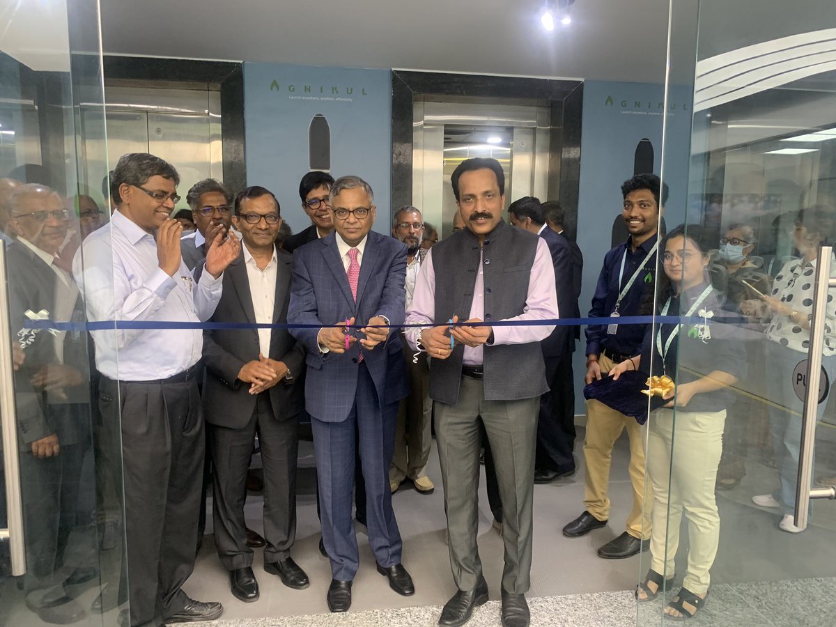 nanthakumarisha's tweet photo. Our Space tech startup Agnikul Cosmos has inaugurated India's first-ever facility to manufacture 3D-printed engines in Chennai. Named Rocket factor it was  by Tata Sons chairman N Chandrasekaran and Isro chairman S Somanath in the presence of Pawan Goenka IN-SPACe and prof-sathya https://t.co/vpbjNbAmbl