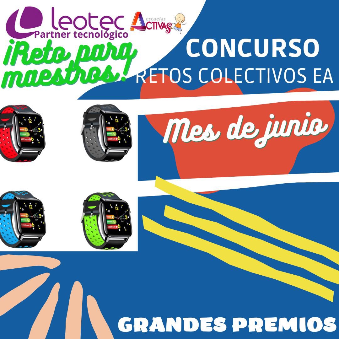 EscuelasActivas's tweet photo. 🔵 Ya tenemos GANADORES del sorteo del concurso Leotec Electrónica #RetosColectivosEA del mes de Junio. Enhorabuena a los ganadores y 10.000 gracias a todos los participantes. SI QUIERES SABER SI TU COLE HA GANADO 5️⃣ SMARTWHATCH #LEOTEC PULSA⤵️ https://t.co/kw97MB263g https://t.co/13JZ0e0Xxh