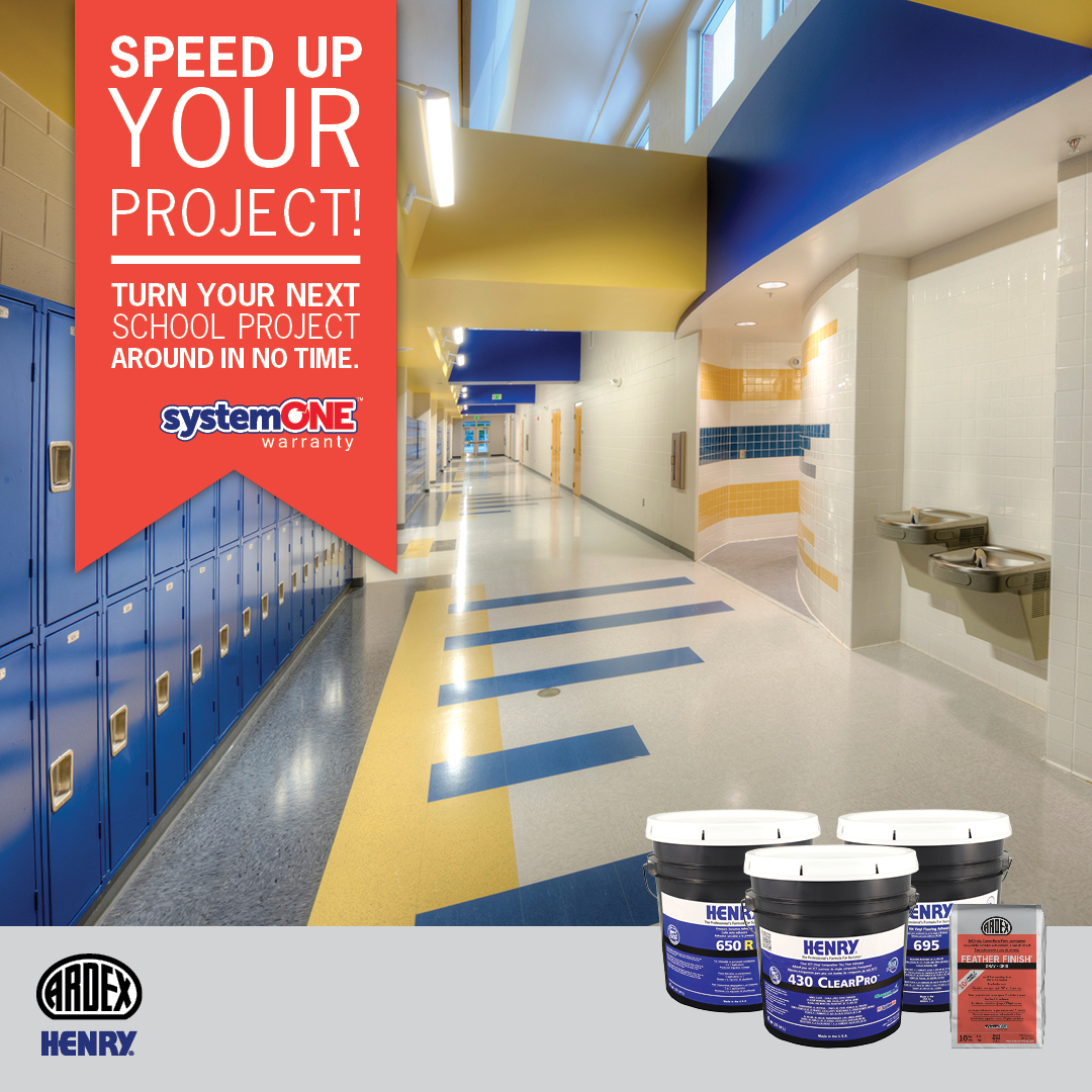 ARDEXAmericas's tweet photo. Speed up your project! Combine ARDEX Feather Finish with HENRY 695, HENRY 650 R, or HENRY 430 ClearPro and turn your next school project around in no time. Visit https://t.co/MwNY8VOGvr to find the right #SystemSolution for your next school installation. #ARDEXAmericas #HENRY https://t.co/5Geohc1Wxl