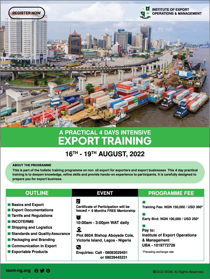 Do you want to know the 5Ws of Export? Register now to be trained and certified. See details ⬇️