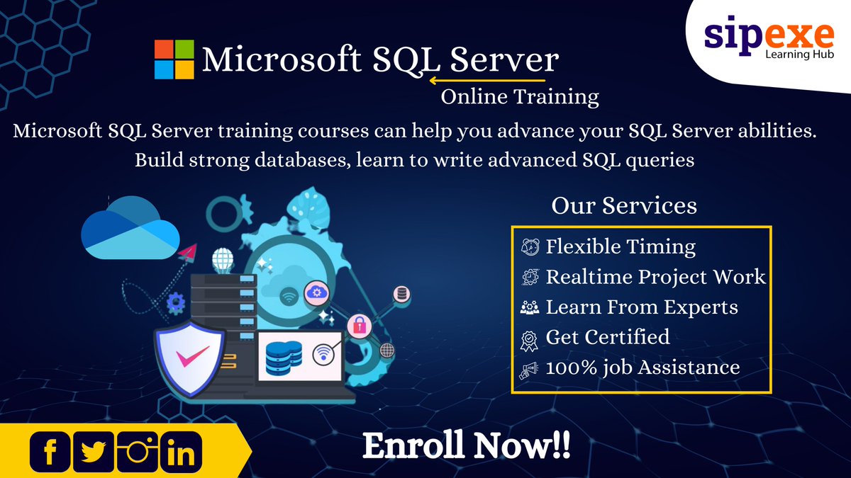 Sipexe_IT's tweet image. Microsoft SQL Server-@https://bit.ly/3PsyAjC is a relational database management system developed by Microsoft.
#microsoft #sqlservercertification #sqlqueries #windows #programming #coding #technology #microsoftcertification #followforfollowback #sipexe