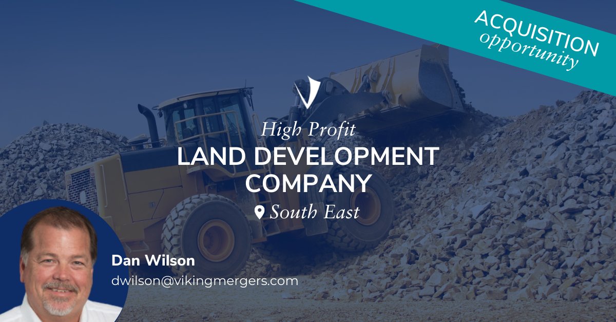 NEW LISTING: HIGH PROFIT LAND DEVELOPMENT COMPANY #businessbroker #businessowners #sellabusiness #vikingmergers vikingmergers.com/?utm_content=s…