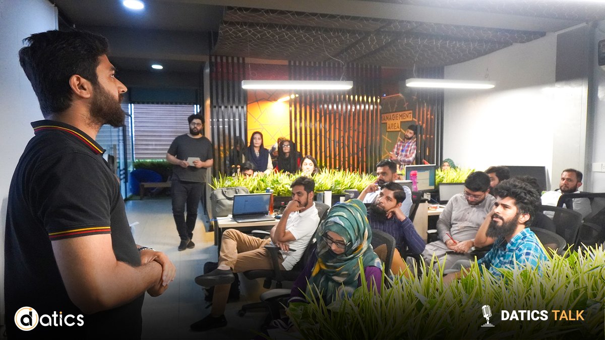 datics_ai's tweet image. WE’RE BACK WITH ANOTHER DATICS TALK 🎤🗣️ 
This session’s speakers included Moez Aslam, Zain Ul Abidin, and Rana Hamood. 💬 
At Datics we strive to learn together and look toward a more productive and prosperous future at work. 👏 
#daticstalk #personaldevelopment #datics