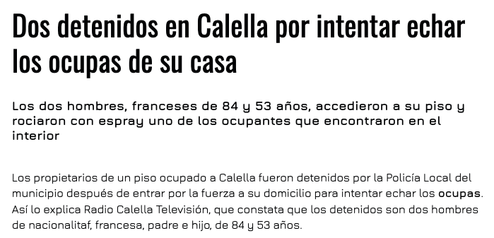 'detenidos al entrar en SU DOMICILIO para echar unos okupas'