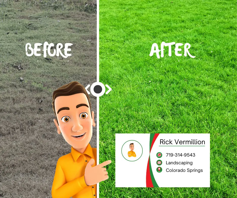 RickVernmillion's tweet photo. Colorado Springs Landscaping. Contact Rick Vermillion!

✅ Mowing
✅ Tree removal 
✅ Yard Cleanups 
✅ Gutters 
✅ Rock designs
#lawn #colorado #lawncareservice #coloradolawn #coloradolawncare #coloradobusiness #landscapingincolorado #coloradosprings #coloradolife #cosprings https://t.co/tnR6W2wOhj