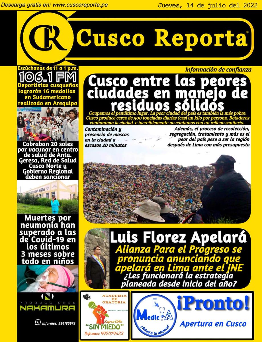 cuscoreport's tweet photo. Diario Digital Cusco Reporta #CuscoReporta

Noticias de Cusco - Cusco Noticias https://t.co/ibKEwHb9wY