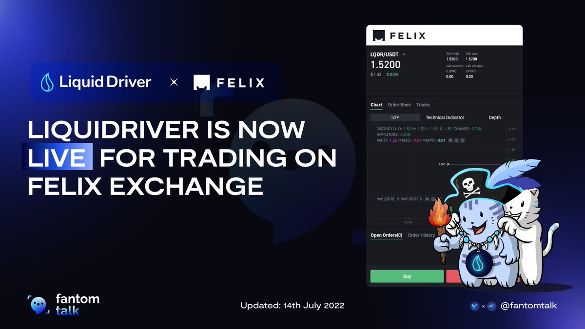 0xSonictalk's tweet photo. LIQUIDRIVER IS NOW LIVE FOR TRADING ON FELIX EXCHANGE
You can now trade $LQDR - $USDT on @Felix_Exchange π»π
Trade now: https://t.co/hLh7F1l6Sp
Registration link: https://t.co/3IweUvDeYj
#Fantomtalk #Fantom $LQDR $FTM @LiquidDriver https://t.co/jmCNrciSYF