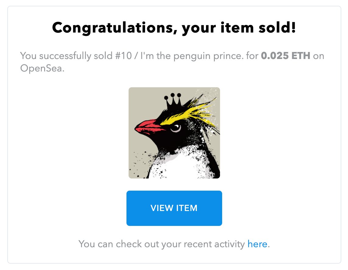 ペンギンの王子様が、２次流通で旅立って行きました🐧✨

私が初めてお迎えしたNFT✨
あれは、、、一目惚れでした😍❤️

大好きないずみさん(<a href="/izumixxx_crown/">いずみ_IZUMIXXX</a>)のコレクションのイケメン王子様🇬🇧💕 
新しいオーナー様のところでも愛でてもらえるはず✨

お迎えありがとうございましたーっ🌸