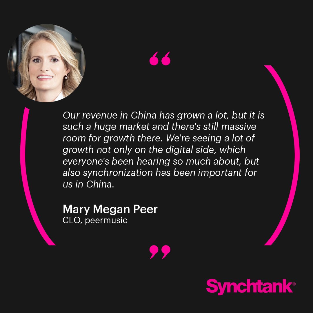.<a href="/peermusic/">peermusic</a> CEO <a href="/MaryMeganPeer/">Mary Megan Peer</a> discusses the significance of emerging markets and China in particular.

Read more in the 4th and final part of our comprehensive #musicpublishing report which looks at digital drivers of growth.

➡️ bitly.synchtank.com/part4