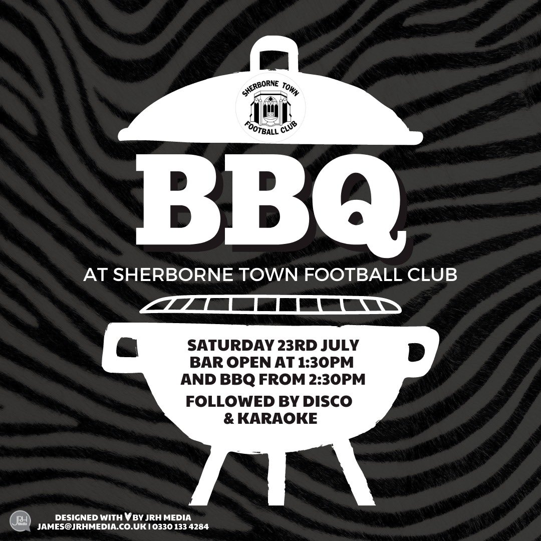 Sherborne Town FC (@sherbornetownfc) on Twitter photo With no pre season fixtures on Saturday 23rd July weโre having a BBQ day at the club followed by a disco/karaoke till late. Everyone welcome players/management/committee/supporters or anyone that wants a drink & a burger #Zebras <a href="/swsportsnews/">South West Sports News</a> <a href="/Abbey_104/">Abbey104</a> <a href="/sherbornetimes/">Sherborne Times</a> With no pre season fixtures on Saturday 23rd July weโre having a BBQ day at the club followed by a disco/karaoke till late. Everyone welcome players/management/committee/supporters or anyone that wants a drink & a burger #Zebras <a href="/swsportsnews/">South West Sports News</a> <a href="/Abbey_104/">Abbey104</a> <a href="/sherbornetimes/">Sherborne Times</a>