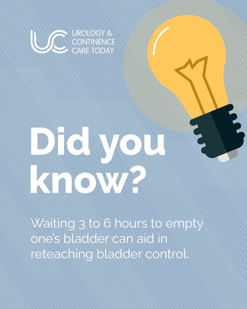 UCCTreport's tweet photo. Bladder control training is typically used to treat urinary incontinence, the involuntary loss of urine. But did you know, that waiting 3-6 hours to empty one's bladder can significantly aid in reteaching bladder control? https://t.co/F8eCLtl48k