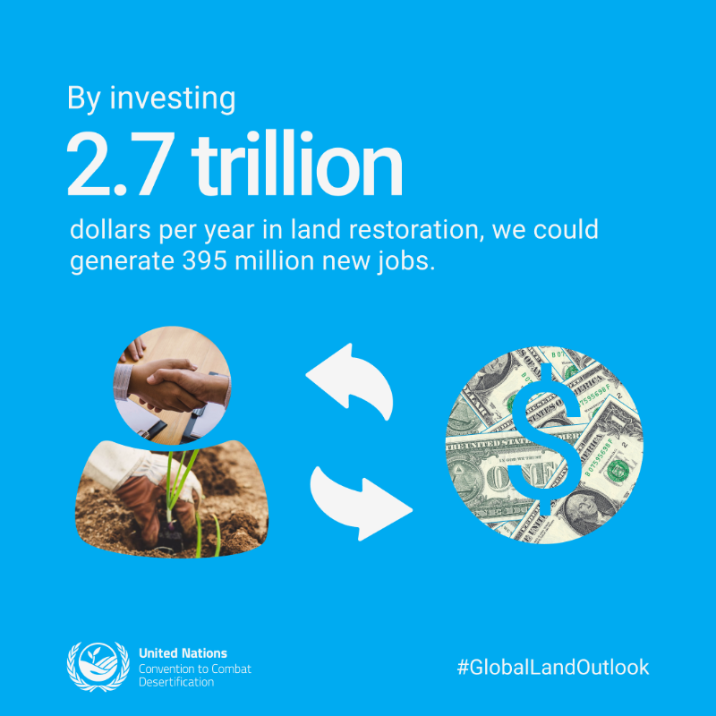 ibrahimthiaw's tweet photo. Investing in large-scale #land restoration to combat desertification, soil erosion, and loss of agricultural production is a win-win solution. It is a win for the environment. It is a win for the climate. It is a win for the economy, and for the livelihoods of local communities.