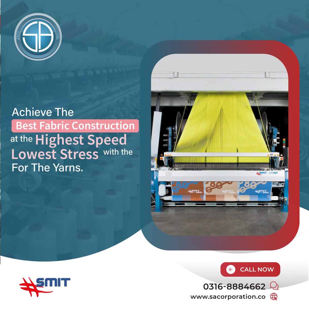 sacorporationco's tweet photo. SA Corporation offers the best fabric construction at the highest speed with the lowest stress for the yarns. Our solutions are tailored to your specific needs, so you can achieve the perfect results every time.
#SACORPORATION #highestspeed #rapiermachine #smit https://t.co/6PJkNgt8Xr