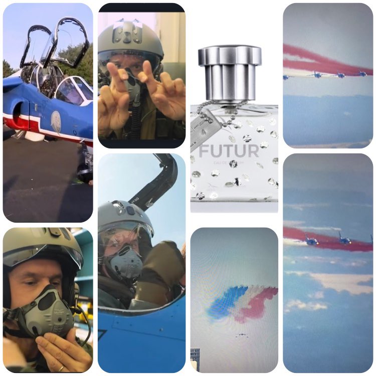 Joli moment que cet  #alphajet de la #patrouilledefrance !! 🇫🇷 Qui a embarqué en vol @telematin_officiel via @damienthevenot #14juillet ! Salut Beauté au parfum #armeedelair déjà 1 an !! #FUTUR Accord boisé/Santal, Epices /Cardamome, Poivre Noir /sur fond cuiré et violette.1000ex