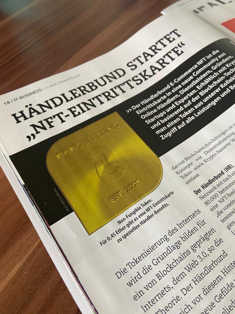 HBecommerceNFT's tweet photo. Unser E-Commerce #NFT macht auch vor Print nicht Halt. 😎🤩 Danke @itbusinessde für den Beitrag!

Natürlich könnt ihr auch online nachlesen. Ganz einfach unter https://t.co/iYggBTj71U auf Seite 18! 📖 

#nft #nftdeutschland https://t.co/F8laecn89x