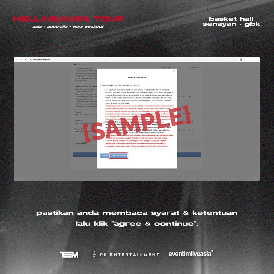 KESHI_INA's tweet photo. Guides on how to purchase keshi’s HELL/HEAVEN Tour 2022 Jakarta tickets; a thread

Tiket hanya dapat dibeli melalui website https://t.co/93LgTW9OMx pkl 10.00 WIB besok (Jumat, 15 Juli 2022)

(1/2)

via : @TEMGMT, @PK_ent_id, @EventimLiveAsia 

#HHJakarta #keshi #keshimusic https://t.co/1xm5BXT7ZQ