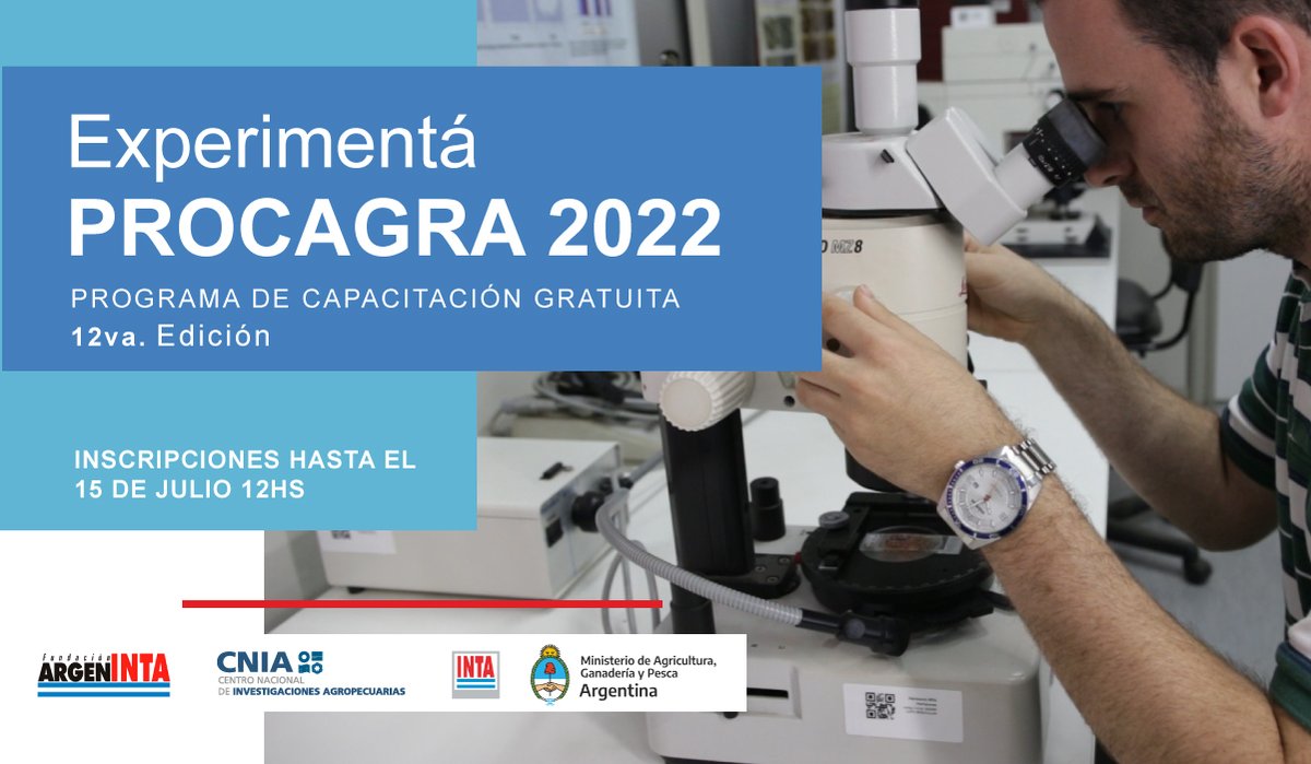 intaargentina's tweet photo. Convocatoria abierta de #PROCAGRA
Si sos estudiante de nivel universitario podés investigar en nuestro Centro Nacional de Investigaciones Agropecuarias ubicado en Castelar.
📝Tenés tiempo hasta mañana para inscribirte👉https://t.co/6cdHAveQe1
Más info👉https://t.co/DVHonYErMT https://t.co/DbqGY4zeV0