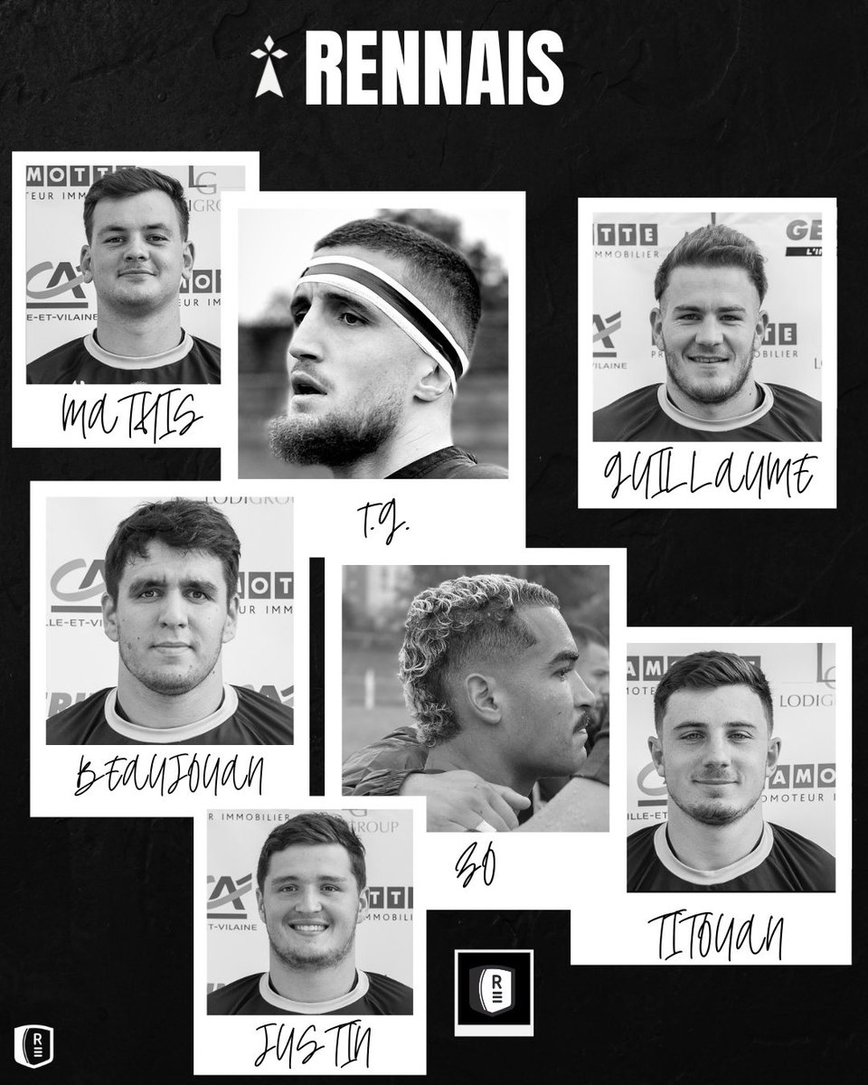 RennesRugby's tweet photo. 𝘐𝘭𝘴 𝘱𝘳𝘰𝘭𝘰𝘯𝘨𝘦𝘯𝘵 𝘦𝘯 𝘕𝘰𝘪𝘳 𝘦𝘵 𝘉𝘭𝘢𝘯𝘤 

• Mathis Le Viavant 
• Jacques Thomas-Guénée
• Guillaume Cazette 
• Baptiste Beaujouan 
• Justin Taillart
• Enzo Salvai 
• Titouan Fricot https://t.co/EukZCELnkP
