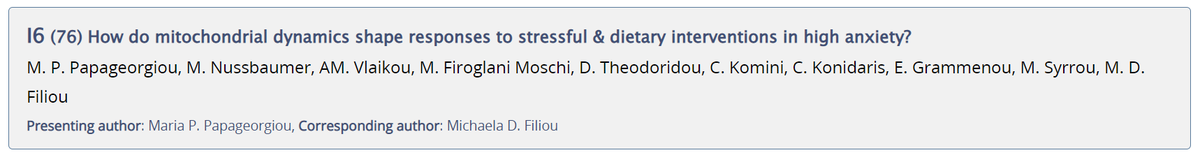 MitoStress's tweet photo. Visit the poster #I6 of Maria Papageorgiou, PhD student in our lab at @bat_uoi & @BRI_FORTH, on #mitodynamics #stress and #eatinghabits during the 13th #FORTH Retreat starting tomorrow @FORTH_ITE!
📌 Further info: https://t.co/bIH7mrca2Y https://t.co/Z1vw9sUEvM