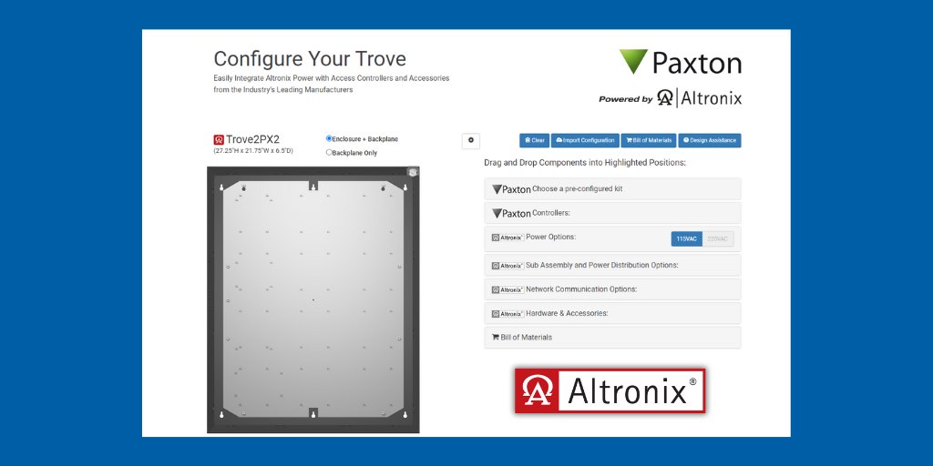 AltronixCorp's tweet image. The @PaxtonAccess Altronix Trove2 wall mount access and #PowerIntegration solution can be custom configured to meet your specific access control system requirements. Learn more: #AccessContol #PowerSolutions

hubs.la/Q01gHw6Y0